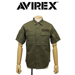 AVIREX (アヴィレックス) 3923001 BASIC FATIGUE S/S ベーシック ファティーグ ショートスリーブ シャツ 310(75)OLIVE XL