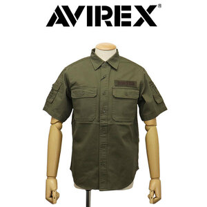 AVIREX (アヴィレックス) 3923001 BASIC FATIGUE S/S ベーシック ファティーグ ショートスリーブ シャツ 310(75)OLIVE XXL
