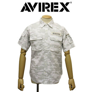AVIREX (アヴィレックス) 3923001 BASIC FATIGUE S/S ベーシック ファティーグ ショートスリーブ シャツ 444WHITECAMO L