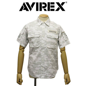 AVIREX (アヴィレックス) 3923001 BASIC FATIGUE S/S ベーシック ファティーグ ショートスリーブ シャツ 444WHITECAMO XL