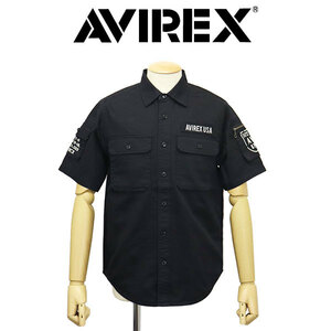 AVIREX (アヴィレックス) 3923001 BASIC FATIGUE S/S ベーシック ファティーグ ショートスリーブ シャツ 10(09)BLACK M