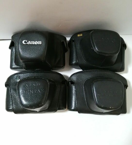 本革　キャノン、ペンタックス等カメラケース4点セット Canon
