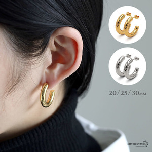 フープピアス 太め ステンレス ピアス イヤリング gold 2点セット 四角 (ゴールド、30mm)