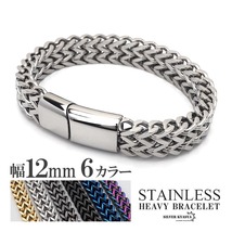 太め シンプルブレスレット ステンレス チェーンブレスレット シルバー 重厚 金属アレルギー対応 12mm (A-ゴールド)_画像1