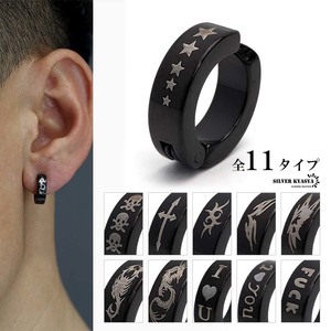  black earcuff men's Star Cross dragon earrings stainless steel attaching .. none OK one-side ear (H- Dragon )