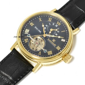 EARNSHAW アーンショウ 腕時計 メンズ 自動巻き 手巻きつき ブラック×ゴールド 革ベルト レザーベルト テンプスケルトン ES-8047 未使用の画像2