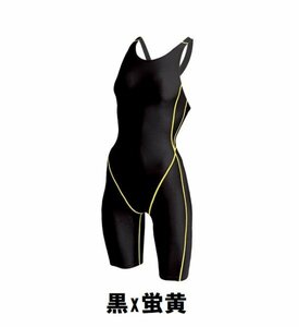 499円 新品 女子 ウィメンズ 水泳 競泳 水着 黒x蛍黄 サイズ120 子供 大人 男性 女性 wundou ウンドウ 2910