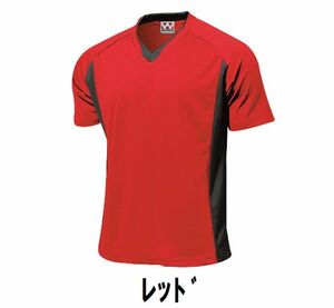 1199円 新品 サッカー フットサル 半袖 T シャツ 赤 レッド サイズ130 子供 大人 男性 女性 wundou ウンドウ 1910