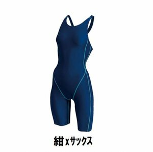 499円 新品 女子 ウィメンズ 水泳 競泳 水着 紺xサックス サイズ130 子供 大人 男性 女性 wundou ウンドウ 2910