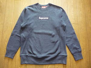 初期　SUPREME BOX LOGO CREWNECK SWEAT　シュプリーム　ボックス　ロゴ　トレーナー　ネイビー　サイズM　90s　紙タグ　ヴィンテージ　