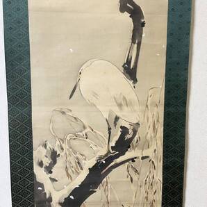即決!模写 渡辺省亭 雪景白鷺図 掛軸(検索=容斎 木島桜谷 小原古邨 雪岱 契月 是真 暁斎 狩野派 琳派 北斎 大観 春草 栖鳳 清方 松園)