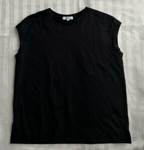 [PLST плюс te* вырез лодочкой French рукав футболка M размер * черный чёрный ] cut and sewn жакет внутренний вязаный свитер блуза 