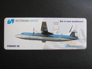 KLMシティホッパー■KLM Cityhopper■フォッカー50■ロッテルダム空港■オランダ■スカイチーム■1980's後半■エアライン発行ステッカー　