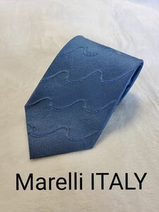【MARELLI Italy】ハイブランド　ネクタイ　マレリー スパンコール　ブルー