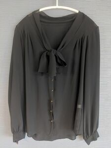 LE SOUK☆ルスーク黒シフォンボウタイブラウス（38）