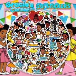 Gracie's Corner ステッカー 50枚セット PVC 防水 シール 大量 グレイシーズコーナー 子供 キッズ 幼児 英語 教育 音楽 キャラクター