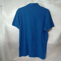 zcl-f48♪米国ユーズドエアロポステール AEROPOSTALE立体刺繍ポロシャツ USサイズ-L(日本サイズXL相当)無地ブルー_画像4