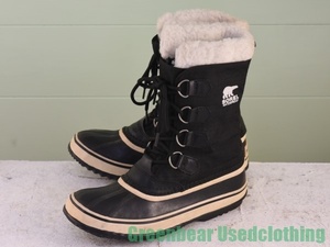 U263◆レディース【ソレル SOREL】スノーブーツ ナイロン 黒 ブラック 26.5cm