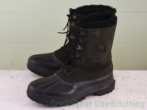 U253◆USA製【ソレル SOREL】ビンテージ スノーブーツ ウィンターブーツ 良い味 黒 ブラック メンズ 28cm