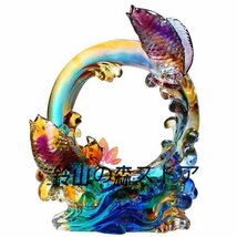 人気美品 魚瑠璃工芸品装飾品水晶置物_画像5