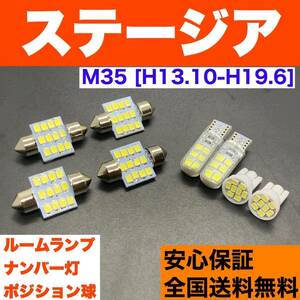 M35 ステージア T10 LED ルームランプセット 車幅灯＋室内灯＋ライセンス ウェッジ球 交換用SMDバルブ ホワイト 日産