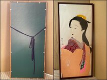 ★美人画【浮世絵 江戸中期女性 作者不明 玉結び 美しい御髪 藤の花柄 白肌 涼やかな目元 通った鼻筋 品のある微笑み ご趣味の方へ】N04012_画像2