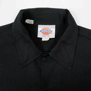 ディッキーズ Dickies 90s ワークシャツ USA製 無地 BLACK ヴィンテージ 古着 (-8802) ブラック / 黒 16-16 1/2 Lサイズ相当の画像4