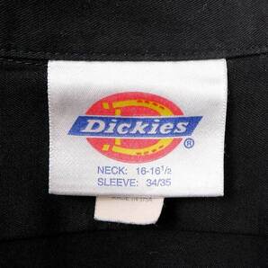 ディッキーズ Dickies 90s ワークシャツ USA製 無地 BLACK ヴィンテージ 古着 (-8802) ブラック / 黒 16-16 1/2 Lサイズ相当の画像2