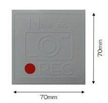 【送料無料】ドライブレコーダー 文字残りステッカー Now on ●REC 白色 70mm×70mm 煽り 対策 シール_画像2