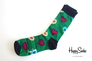 送料無料★新品｜未使用｜ハッピーソックス｜happy socks｜クルー丈ソックス｜I Love You Dad柄｜Father's Day Gift