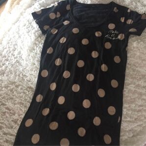 ヘザー★ドット柄Tシャツワンピ ロングTシャツ