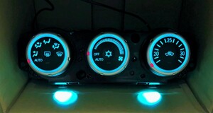 デリカD5 CV5W LED打ち換え済み エアコンパネル★ アイスブルー