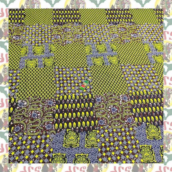 【SALE/180cm x 110cm/2ヤード】アフリカンプリント生地 barg-k23 アフリカ布 アフリカ生地 ゴールドプリント アンカラ キテンゲ パーニュ