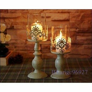 Y139* new goods iron antique manner one piece candle stand candle holder glass 