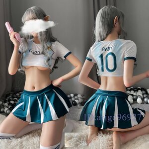 Q028★新品 超セクシー 悩殺 かわいい チアガール風トップス?スカート?ショーツ3点セットチアダン ベビードール ミニスカ ナイトウェア