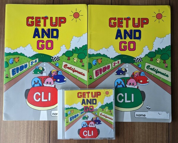 【記入済】こども英会話教材_GET UP AND GO 1-Aと1-BのテキストとCDのセット★英語_English ★カリフォルニア外語学院★初級【送料無料】