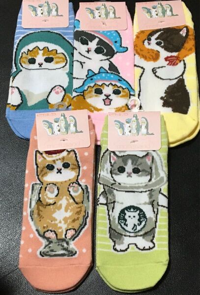 ラスト! 新品 モフサンド ソックス5足セット サメにゃん他