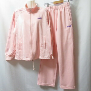  old clothes lady's L PUMA/ Puma training jacket pants jersey top and bottom set Zip long pants pink P51003/P51004