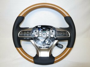  new goods! RX (20 series : previous term ) black leather X bamboo Lexus original wooden steering wheel steering wheel air conditioner switch GS (10 series : latter term ) control number (Q-4535)