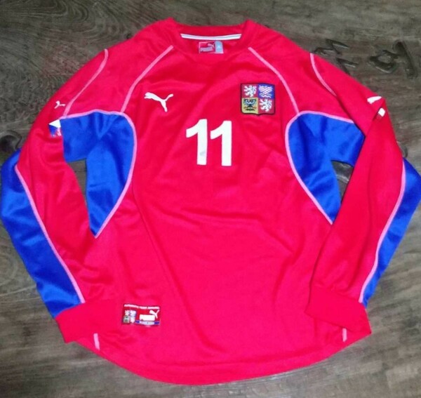 値下げ交渉 2002-2004年 チェコ代表 選手実使用 長袖 PUMA 検)2003 CZECH MATCH WORN SHIRT L/S EURO NEDVED JUVENTUS ネドベド ユベントス