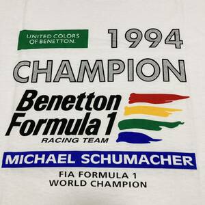 デッドストック■ミハエルシューマッハ1ネトン■94 F1 チャンピオンTシャツ F 1ホワイト 1994年 Benetton Michael Schumacher 記念モデル