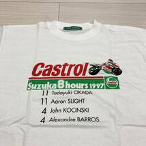 デッドストック90s■鈴鹿8耐 SUZUKA 8HOURS 97 Tシャツ F 白 1997 Castrol カストロール バイク ロードレース 岡田忠之 Aaron SLIGHT_画像4