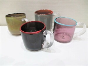 Art hand Auction Tasses en verre faites à la main, lot de 4, livraison gratuite, Ustensiles à thé, Tasse, Verre