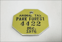70's 1976年製 US ドッグタグ ライセンス プレート PARK FOREST アンティーク ビンテージ ヴィンテージ USA 雑貨 オールド AA140_画像3