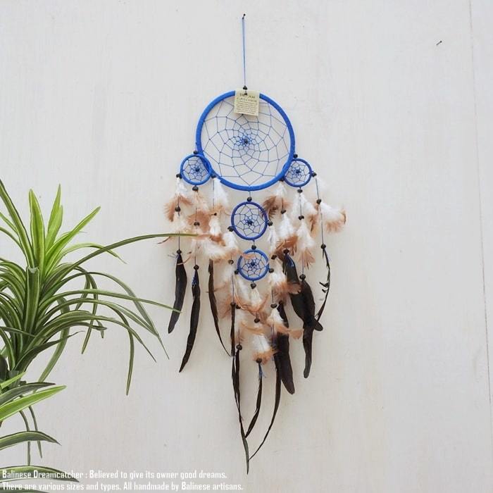 Dream Catcher Macrame Size L Width 16.5cm Length 70~74cm Blue Wall Decor Boho Bohemian, Handmade items, interior, miscellaneous goods, panel, Tapestry