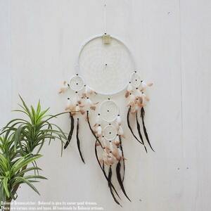 Art hand Auction Dreamcatcher Macrame Size XXL Width 32cm Length 102~110cm White White Wall Decor Boho Bohemian, handmade works, interior, miscellaneous goods, panel, tapestry