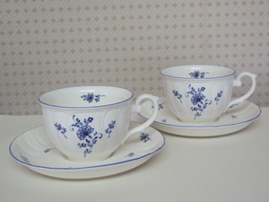 ノリタケ NORITAKE クラフトーン CRAFTONE◆ブルーフラワー カップ ＆ ソーサー 2客◆廃盤品 貴重