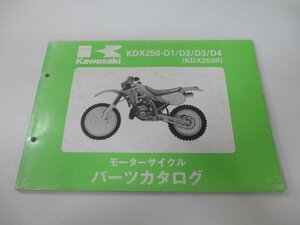 KDX250R パーツリスト カワサキ 正規 中古 バイク ’91～’94KDX250-D1 KDX250-D2 KDX250-D3 KDX250-D4 xi 車検 パーツカタログ