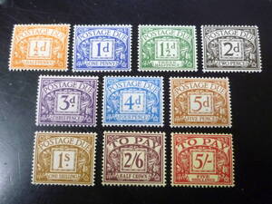 23　A　№338　英国切手　1955年　SC#J45-54　10種完　未使用LH・VF　【SC評価 $399】　