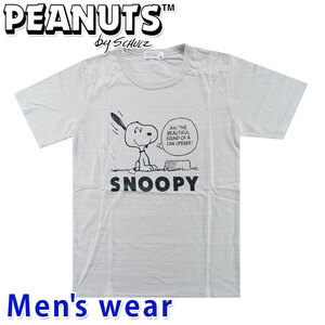 スヌーピー プリント 半袖 Tシャツ メンズ グッズ PEANUTS 犬 S1122-296A Lサイズ GY(グレー)